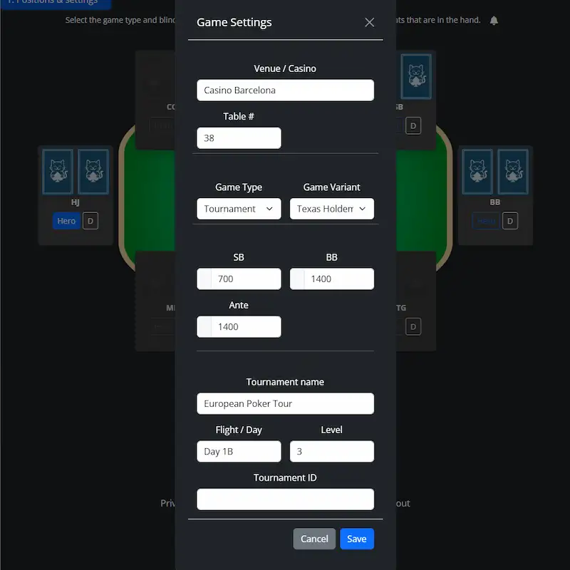 Step 1: Game settings