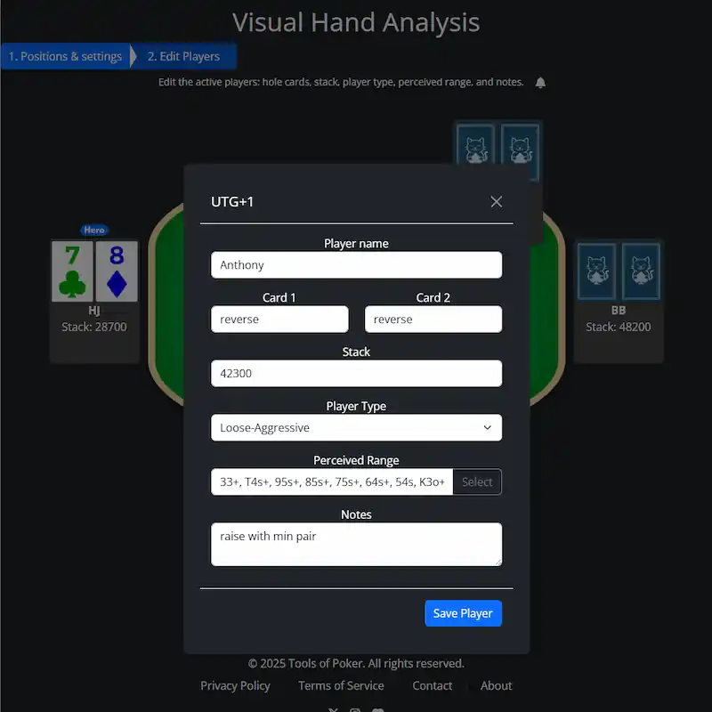 Step 2: Players and positions